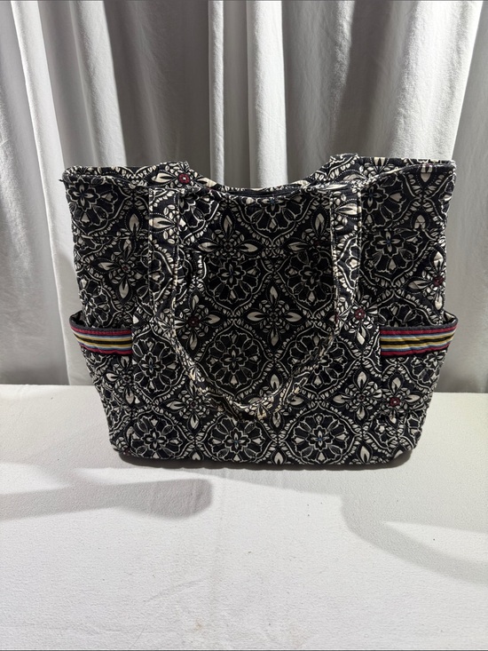 Vera Bradley Handbags - Vera Bradley Quilted Black & White Floral Tote Bag with Multicolor Accent